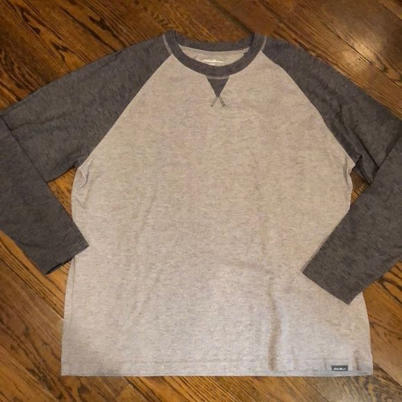 EDDIE BAUER Men’s Grey Raglan Long Sleeve Shirt Sz XXL - Picture 1 of 4